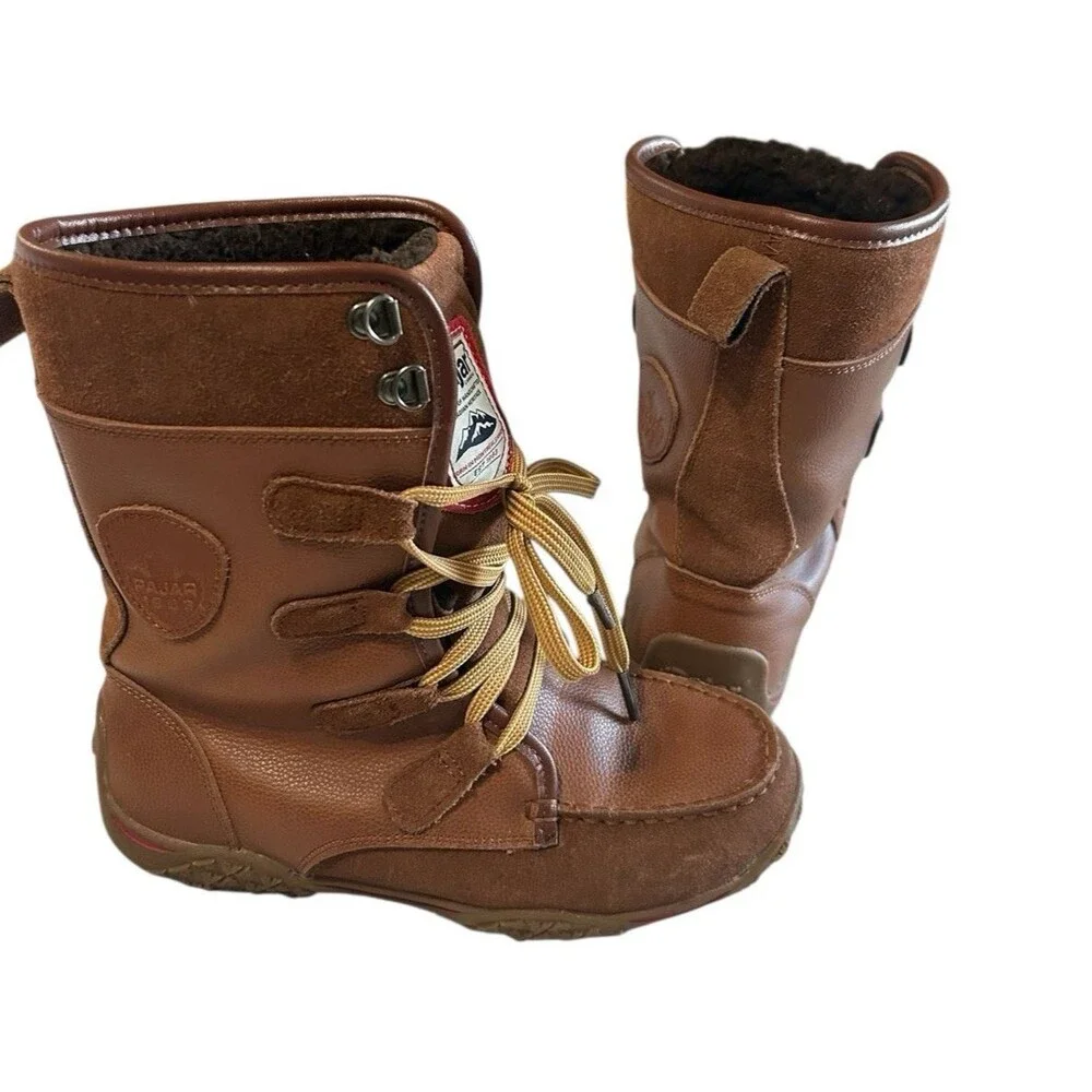 Pajar Gaetana Brown Leather Waterproof Moc Toe Boots Womens EU 37 US 6 - 6.5